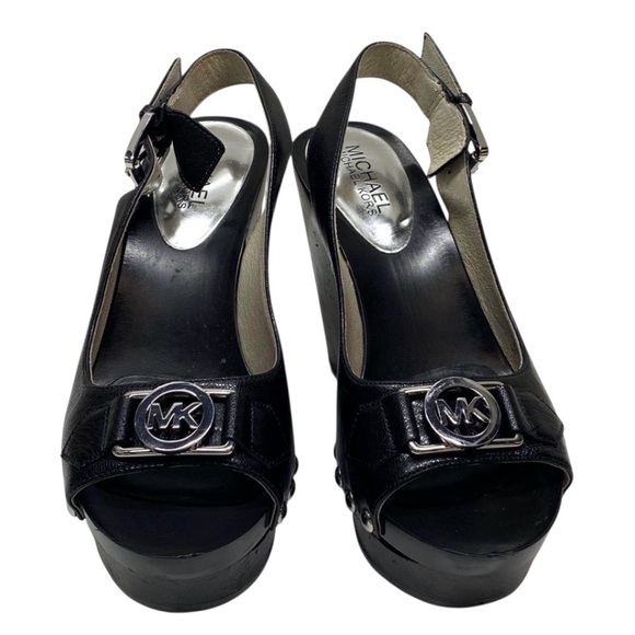 Michael Michael Kors Open Toe Platform Charm Sling Wedge Sandals - Picture 3 of 7